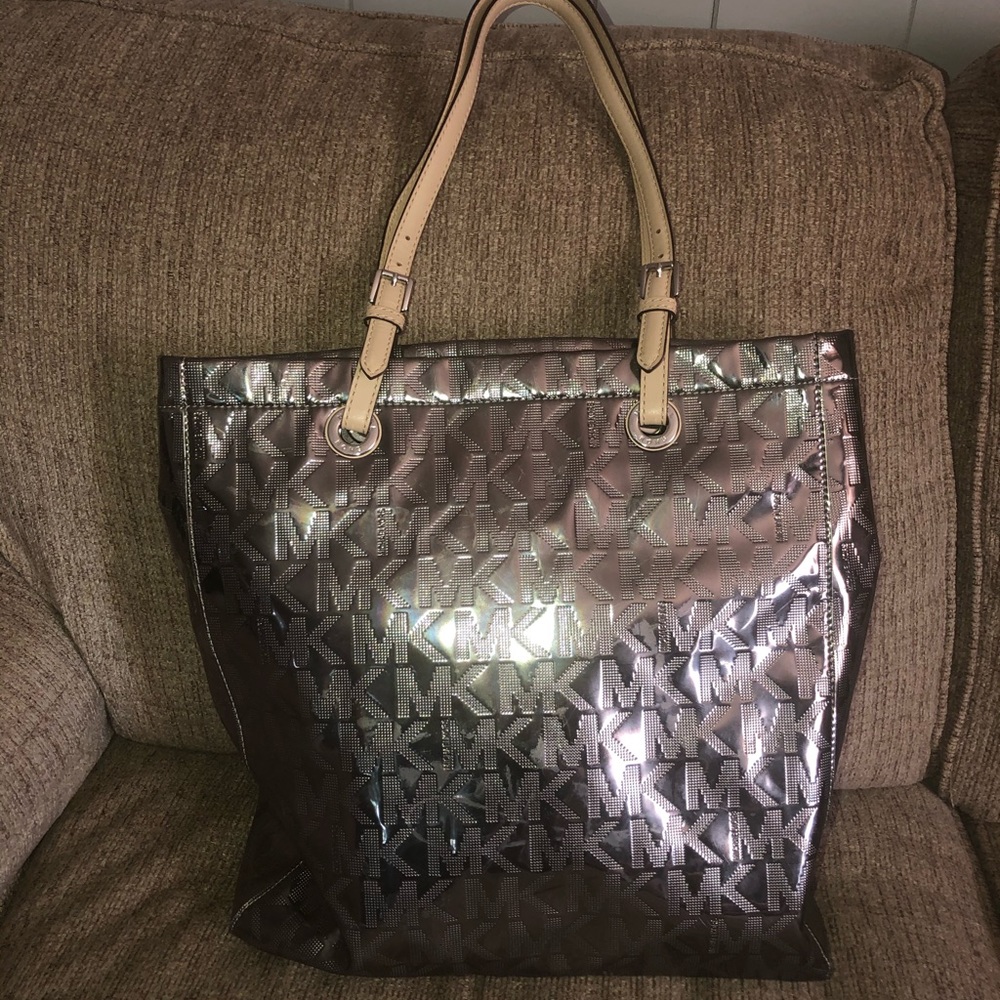 Gun metal metallic Michael Kors bag